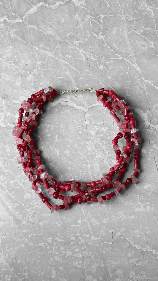 Statement Red Beaded Necklace