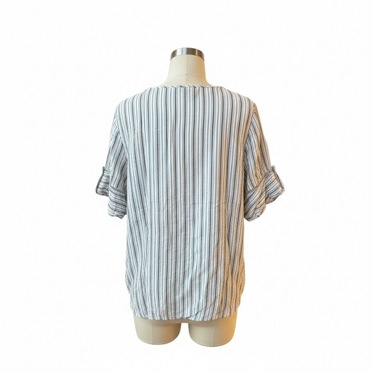 Ellen Tracy Women’s Striped Ruffle Sleeve Top (Size S)