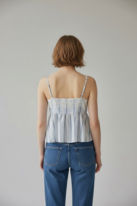 Zara Women's Striped Lacy Cami Top (Size M)