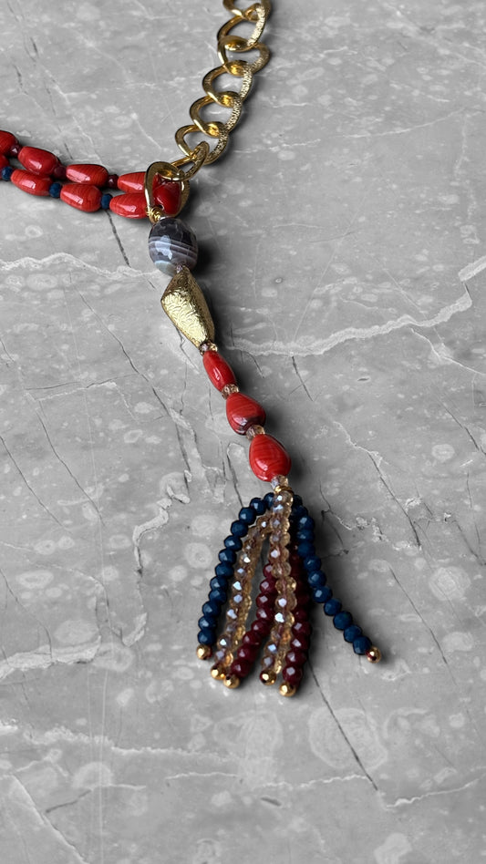 Gold and Red Statement Necklace