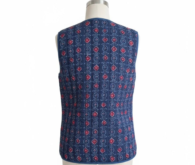 Women's Quilted Reversible Block Print Jacket (Size S/M)