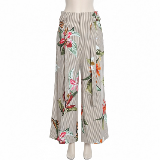 Zara Women’s Floral Striped Trousers (Size S)