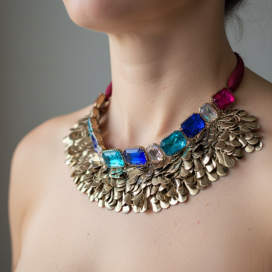 Vintage Gold and Crystal Statement Necklace