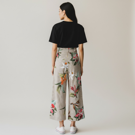 Zara Women’s Floral Striped Trousers (Size S)