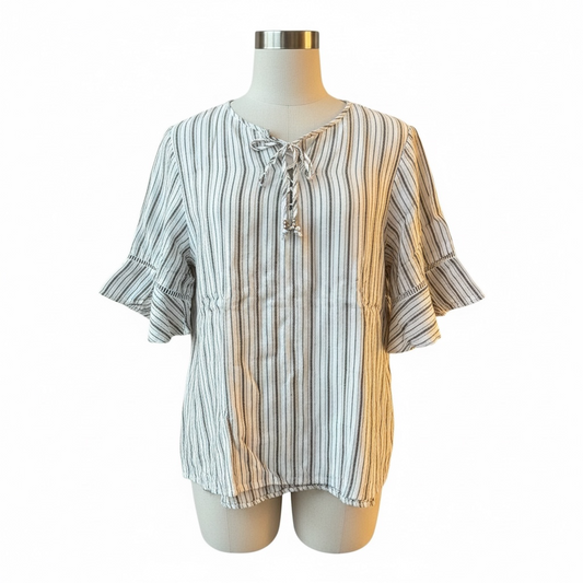 Ellen Tracy Women’s Striped Ruffle Sleeve Top (Size S)