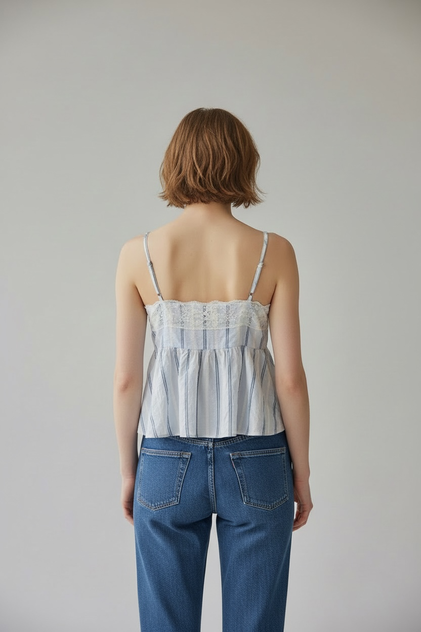 Zara Women's Striped Lacy Cami Top (Size M)