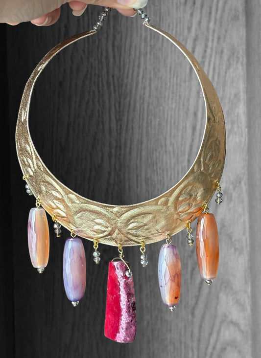 Vintage Gold and Stone Statement Necklace