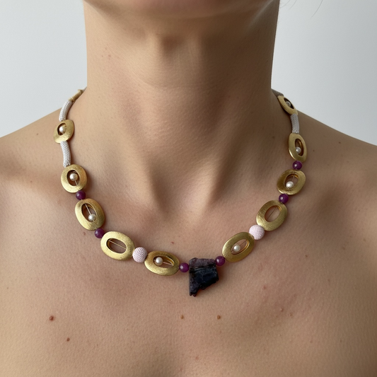 Statement Gold Agate Pendant Necklace