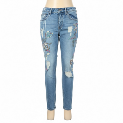 Ginger Women’s Embroidered Distressed Jeans (Size XS)