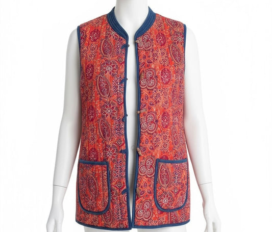 Women's Quilted Reversible Block Print Jacket (Size S/M)